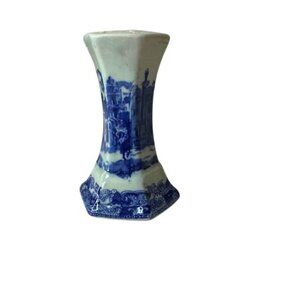 Antique Victoria Vase Blue & White Ceramic Hat Pin Holder Vintage English Decor